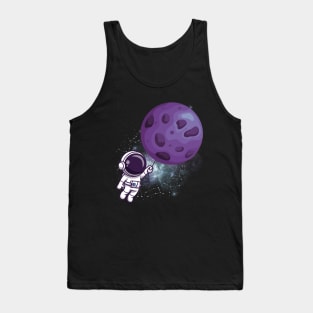 Flying astronaut Ufo alien funny cute spaceship moon mars cosmic space Tank Top